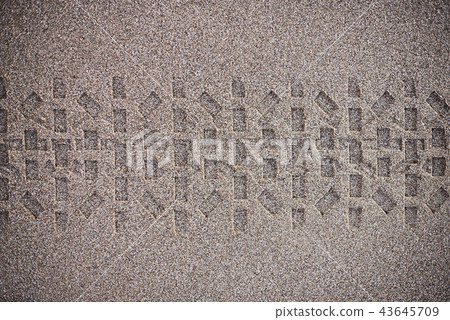 Tire trace on beach sand Tire trace on beach sand 43645709