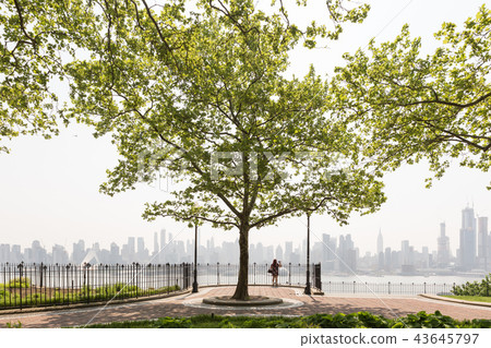 Boulevard east Hamilton Park New York city skyline view. 43645797