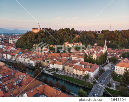 Cityscape of Ljubljana, capital of Slovenia at sunset. Cityscape of Ljubljana, capital of Slovenia at sunset. 43645804
