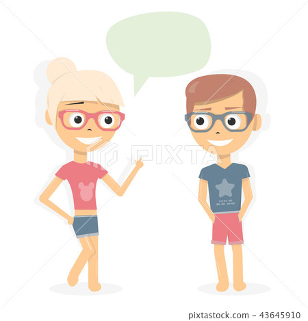 Boy And Girl Talking Dialogue Of Young People Stock Illustration