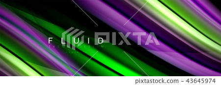 Wave fluid flowing colors motion effect, holographic abstract background. Vector illustration 43645974