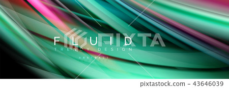 Wave fluid flowing colors motion effect, holographic abstract background. Vector illustration Wave fluid flowing colors motion effect, holographic abstract background. Vector illustration 43646039