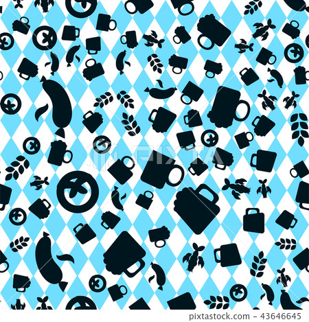 Oktoberfest Seamless Pattern With Drink and Food - Stock Illustration ...
