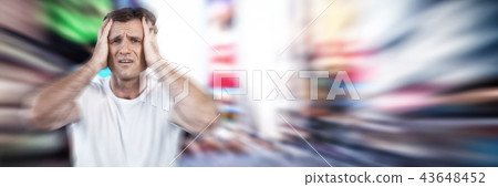 Composite image of frustrated mature man with head in hands 43648452