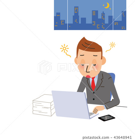 睡覺的男性辦公室工作者 43648941