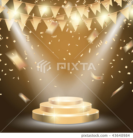 Golden winner and glowing spotlights 43648984