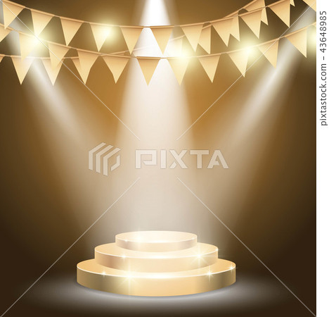 Golden winner and glowing spotlights 43648985