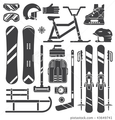 Winter Sport Equipment Silhouettes 43649741