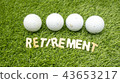 Happy Retirement to golfer with golf ball on grass 43653217