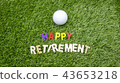 Happy Retirement to golfer with golf ball on grass 43653218