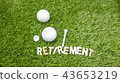 Happy Retirement to golfer with golf ball on grass 43653219