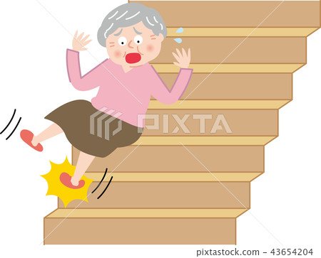 資深婦女傷害台階台階 43654204