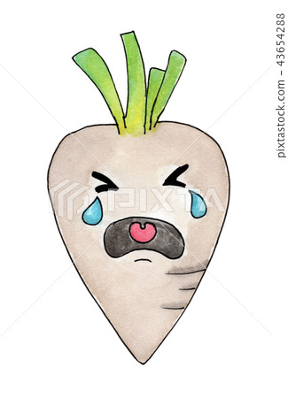 Crying white radish vegetable cartoon 43654288