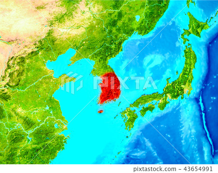 South Korea in red on Earth 43654991