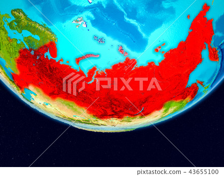 Satellite view of Russia in red Satellite view of Russia in red 43655100