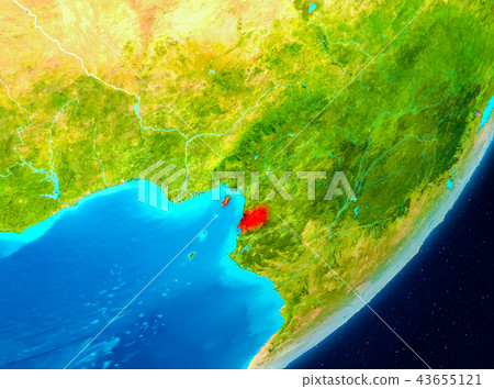 Orbit view of Equatorial Guinea in red 43655121