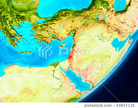 Orbit view of Israel in red 43655126