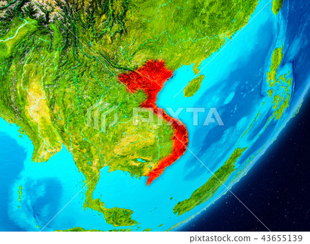 Orbit view of Vietnam in red 43655139