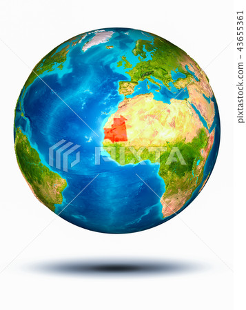 Mauritania on Earth with white background 43655361