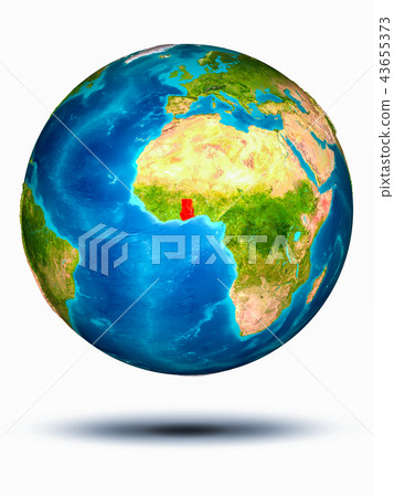 Ghana on Earth with white background Ghana on Earth with white background 43655373