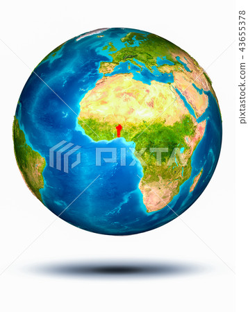 Benin on Earth with white background 43655378