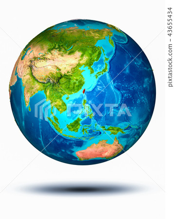 Taiwan on Earth with white background Taiwan on Earth with white background 43655434