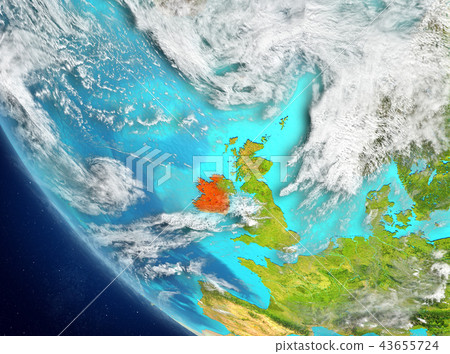 Satellite view of Ireland in red Satellite view of Ireland in red 43655724