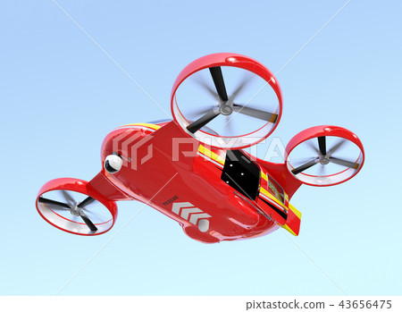 Concept image of an automatic driving rescue drone flying in the sky Concept image of an automatic driving rescue drone flying in the sky 43656475