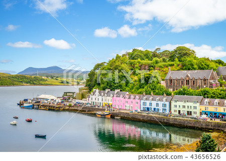 landscape of the Portree harbor in scotland, uk landscape of the Portree harbor in scotland, uk 43656526