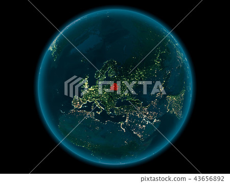 Belarus on planet Earth in space at night 43656892