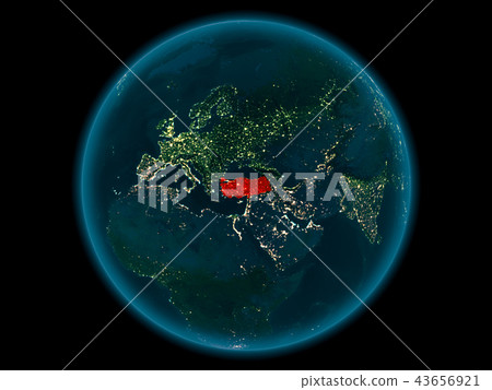 Turkey on planet Earth in space at night Turkey on planet Earth in space at night 43656921