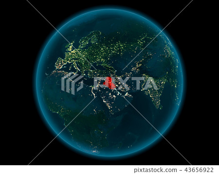 Iraq on planet Earth in space at night Iraq on planet Earth in space at night 43656922