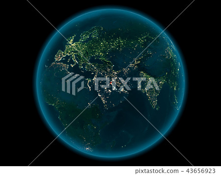 Kuwait on planet Earth in space at night Kuwait on planet Earth in space at night 43656923