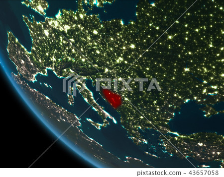 Bosnia and Herzegovina at night from orbit Bosnia and Herzegovina at night from orbit 43657058