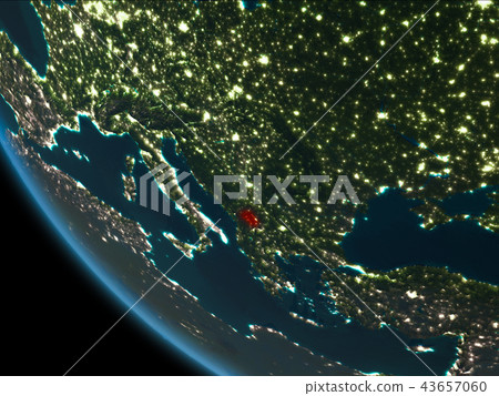 Kosovo at night from orbit Kosovo at night from orbit 43657060