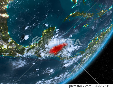 Orbit view of Honduras at night Orbit view of Honduras at night 43657319