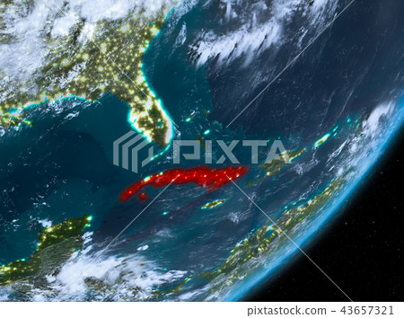 Orbit view of Cuba at night 43657321