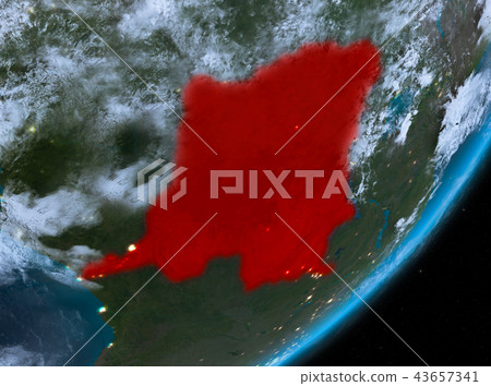 Orbit view of Democratic Rep of Congo at night 43657341