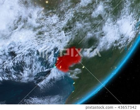 Orbit view of Gabon at night 43657342