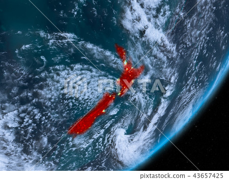 Orbit view of New Zealand at night Orbit view of New Zealand at night 43657425