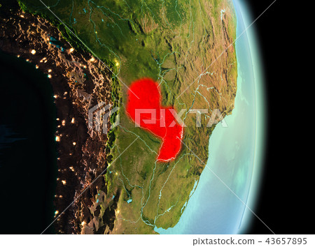 Paraguay in morning from orbit Paraguay in morning from orbit 43657895