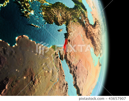Israel in morning from orbit Israel in morning from orbit 43657907
