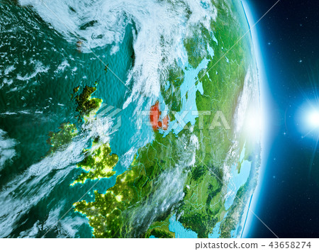 Sunrise above Denmark on planet Earth 43658274