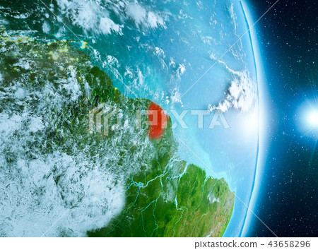 Sunrise above French Guiana on planet Earth Sunrise above French Guiana on planet Earth 43658296