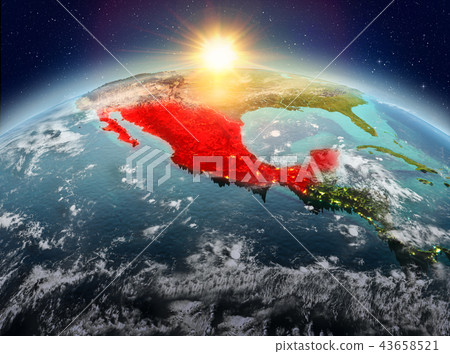Mexico from space in sunrise Mexico from space in sunrise 43658521