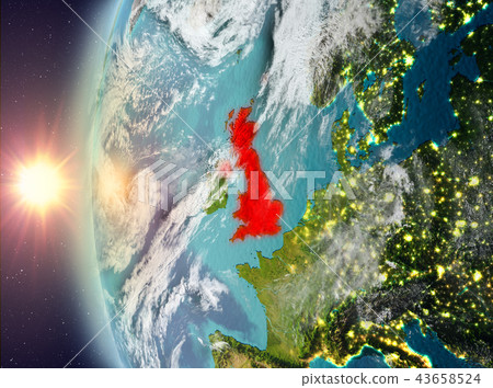 United Kingdom during sunset from space 43658524