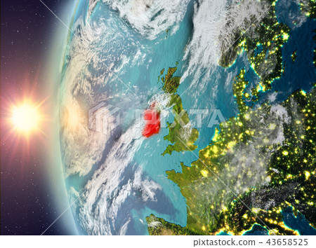 Ireland during sunset from space 43658525