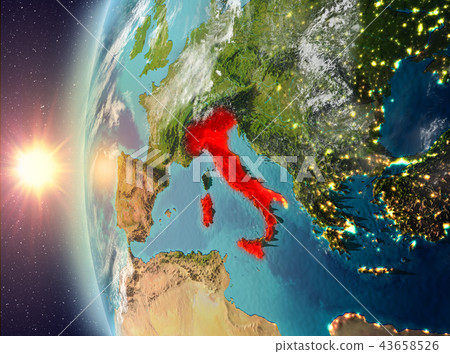 Italy during sunset from space 43658526