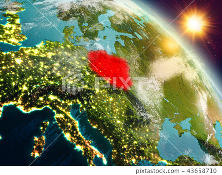 Poland in sunrise from orbit Poland in sunrise from orbit 43658710