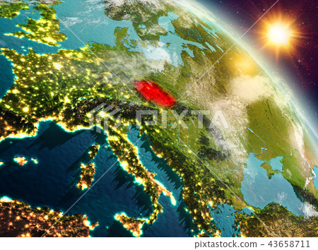 Czech republic in sunrise from orbit Czech republic in sunrise from orbit 43658711